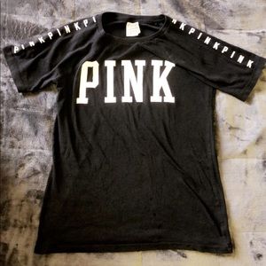 PINK black graphic tee